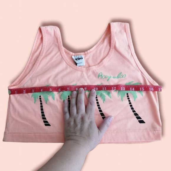 Vintage 1980s/1990s Acapulco sleeveless neon orange crop graphic tank - Picture 2 of 6